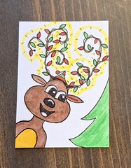 ACEO Original Reindeer Shenanigans Cartoon Watercolor Painting