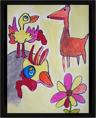 Abstract/Expressionism 11 x 14 Zoo Day One of a Kind Colorful Acrylic Painting
