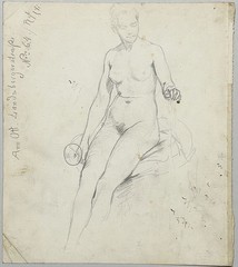 Hermann Schneider – Study of a Seated Female Nude Drawing 1880