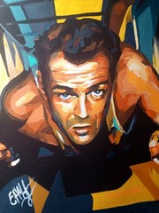 Bruce Willis action movie original acrylic painting, paper, handmade