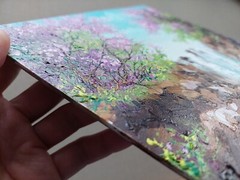 Blossoming Spring Sakura Painting. Delicate cherry branches blossom waterfall