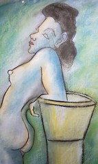 VINTAGE 1940s MID CENTURY MODERNISM AFRICAN AMERICAN PASTEL PAINTING LGBTQ INT