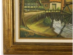FAMOUS BOSTONITE ARTISTS H. CORBEY 1943 GRIST MILL STREAM LANDSCAPE CANVAS