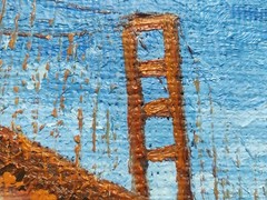 Golden Gate Bridge Original Oil Painting Landscape Hand Painted Art 8×8 inches
