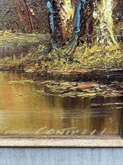 Phillip Cantrell Oil Painting Autumn Glow Landscape Ornate Frame 17.5″ x 15.75″