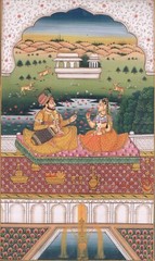 Miniature Painting Of Mughal King And Queen Ejoying Love Scene 7.5×11.5 Inches