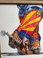 Original Signed Western Cowboy Watercolor Painting by M. Brennan