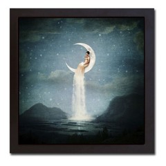 Black Floater-Framed Moon River Lady by Flores Canvas Giclee Art (32 in x 32 in)