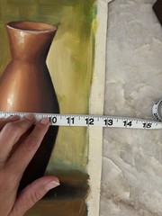 Vintage Oil Painting Art Floral Still Life Pottery Fruit Signed Zorini 12×15