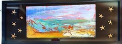 GERARD 8×20 in-Abstract Expressionist Original Painting Seascape Shadowbox