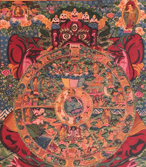 SAMSARA WHEEL OF LIFE BHAVACHAKRA THANGKA HAND-PAINTED TIBETAN MANDALA ART