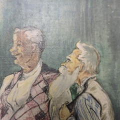 Vintage Oil Painting of Piano Playing Twins by Blendine Smalley Carpenter