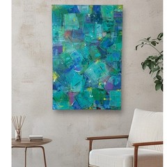 Frames of Hope blue green hues abstract canvas size 48″ x 36″