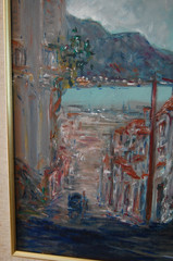 FRAMED ORIGINAL OIL VIEW OF COLONIAL SANTIAGO, ORIENTE, CUBA ARTIST: HECTO VIDAL
