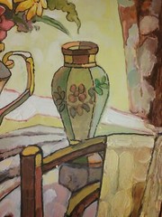 Vibrant Still Life with Flowers and Pottery – Oil Painting on Canvas“