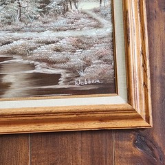 Canvas Oil Painting Outdoor Nature River Trees 24″x28″ Decor Art Wood Framed
