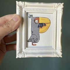 Print Of My Art Funny Pelican Bird funny,cute,miniature Painting,small, framed