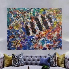 Jackson Pollock Style Giant Canvas Painting 84”X62” (7 Foot) Abstract Modern XL