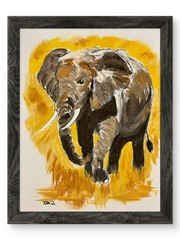 Original Elephant Painting Wildlife Safari Animal Art 11×14 Acrylic Canvas