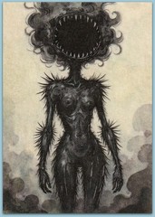 ACEO watercolor painting – horror sexy girl woman surreal