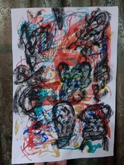Contemporary Abstract Art Informel Brut Mixed Media Drawing Signed Leeroy Decor