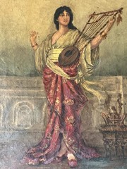 CHARMING OLD ANTIQUE EUROPEAN WOMAN MUSICIAN OIL PAINTING VINTAGE 1906 SIGNED