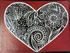 Original ACEO Art Card Painting Heart design