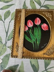 Original Painting Art Tulips Ornate Wood Frame Gold 10×12