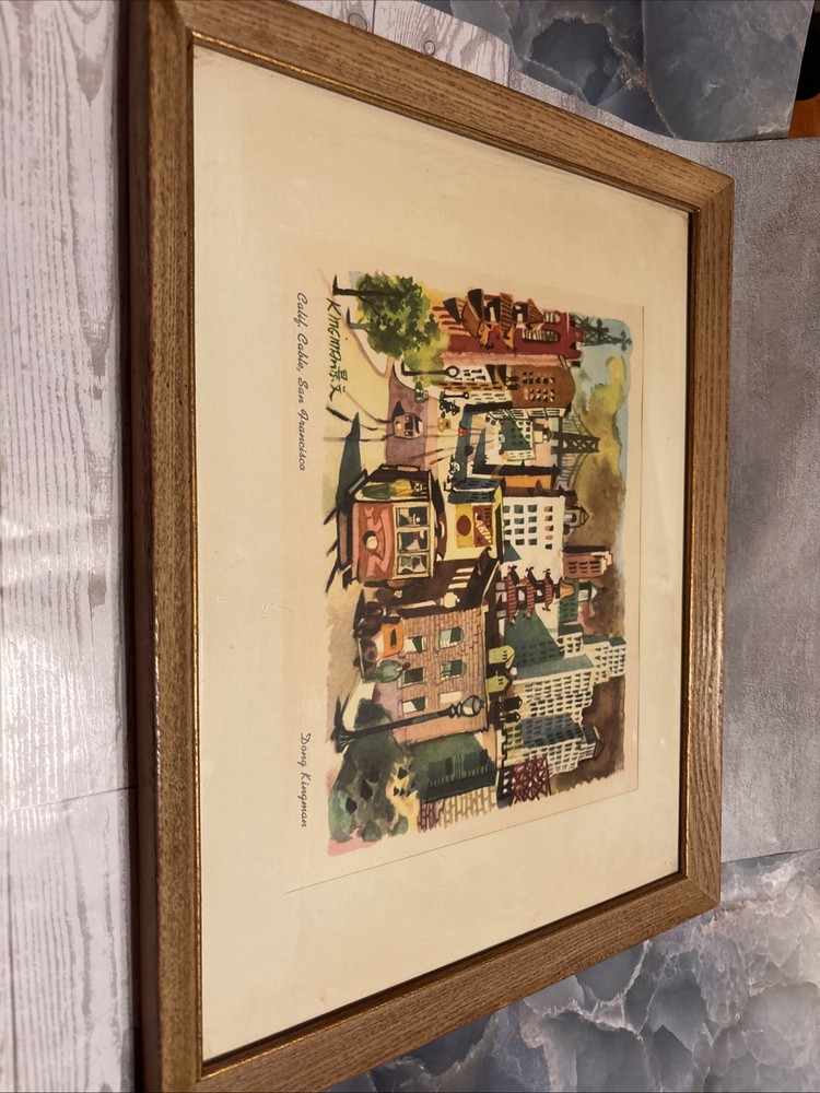 Vintage Framed Watercolor Print