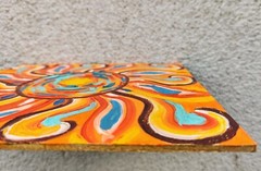 Sun Original Oil Painting Abstraction Hand Painted Impasto Modern Art 8×8 inches