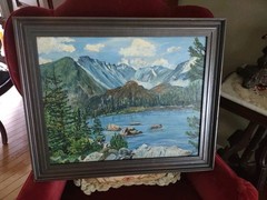 1960s Painting Rocky Mountain National Park Framed Signed Local Artist 16×20″