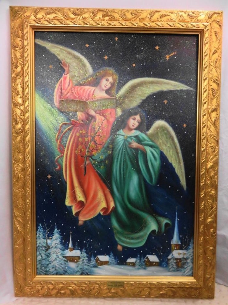 RARE Christopher Radko Oil Painting Angel on High Fine Art of Christmas LE 43×30