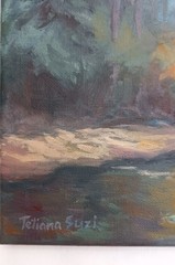 Forest by the Ocean ORIGINAL Oil Painting Impressionism Beach Moody Art 9″x12″