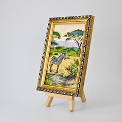 Zebra Oil Painting Safari Wildlife Landscape Framed Original Animal Art 4×6