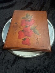 MCM Hand Painted And Signed Strawberry On Wooden Panel