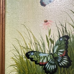 Langella Signed Framed Canvas Painting Butterflies & Flowers Realism 10x8in