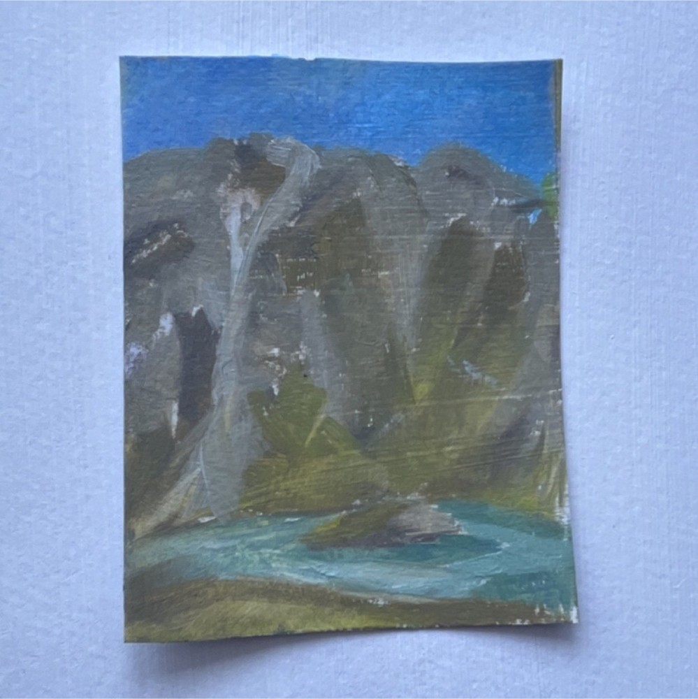 ACEO Original Painting Landscape Mountains Lake Nature Colorado Art
