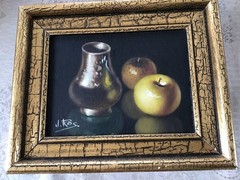 (3) Framed Still Life Oil Paintings, signed J. Ros- Fruits and Vegetables 6”x8”
