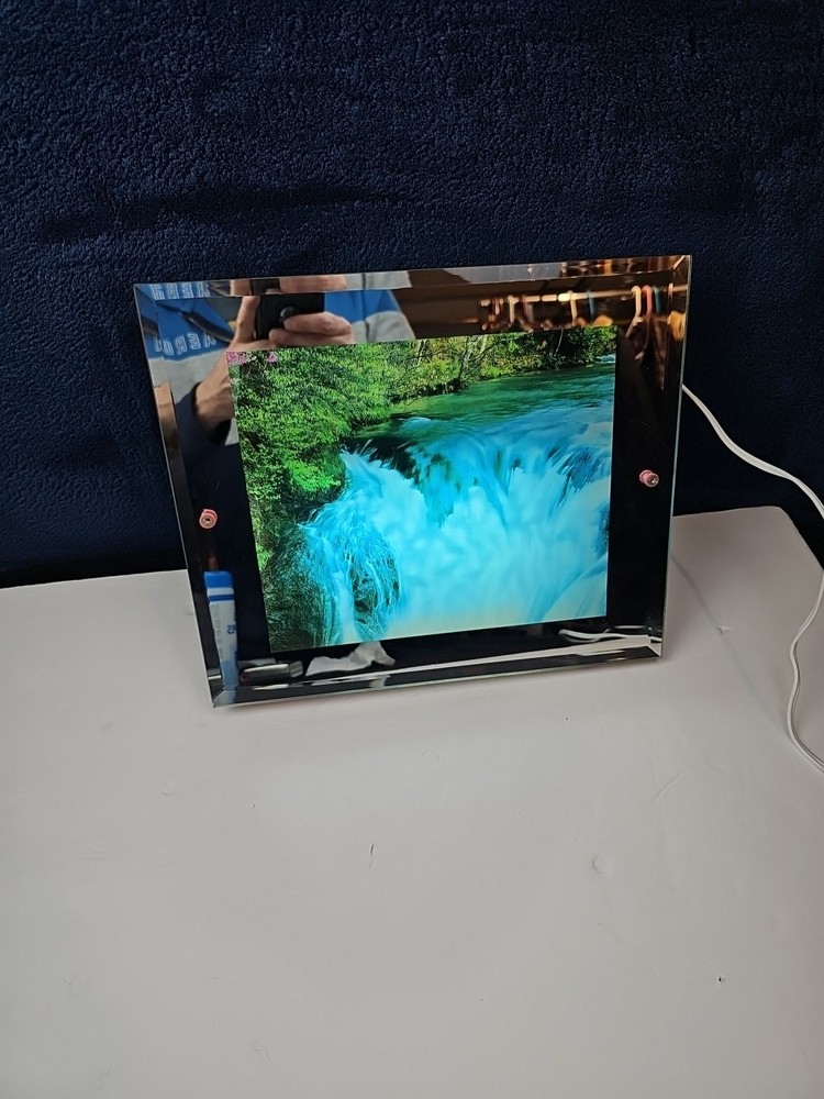 Vintage Waterfall River Lights up and Bird Water Sounds Mirror 11”x13”