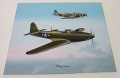 Raymond Waddey Painting on Canvas of USA and USSR P-63A Kingcobra WWII, 16″x20″