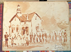ORIGINAL ARTWORK WATERCOLOR SKETCH MEXICAN ARTIST RAUL EXPARZA SANCHEZ AS IS