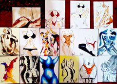 25 pcs ACEO ART Original Painting Women Card nude Lady Hand Painted SRI LANKA