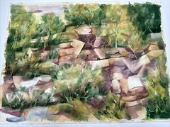 VOSS PAINTING AMERICAN IMPRESSIONISM LANDSCAPE NEAR HIDDEN CANYON 30″ LARGE
