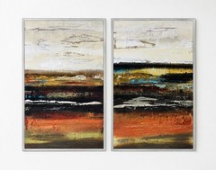 Warm Reflection 1-2 Dysart Abstract Landscape Paintings Floating Frames Diptych