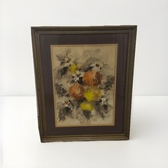 Vintage Signed Framed 1950s OOAK Original Floral Watercolor Painting Fine Art