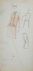 Karl Lagerfeld Original Fashion Sketch Colored Pencil Drawing 2064 Laura Contemp