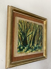 VINTAGE MODERN ABSTRACT OIL PAINTING WALL SCULPTURE MODERNISM ART LEWIS 1964