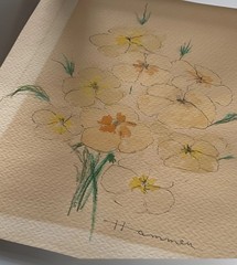 Hammem Painting Watercolor Flowers Original Small Signed