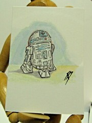 STAR WARS R2-D2 ACEO Print Card By Phil Born watercolor pen and ink