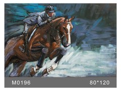 Painting metal 3d 80x120cm Jockey on Horse Wall Mount Sculpture Hand Made Sale